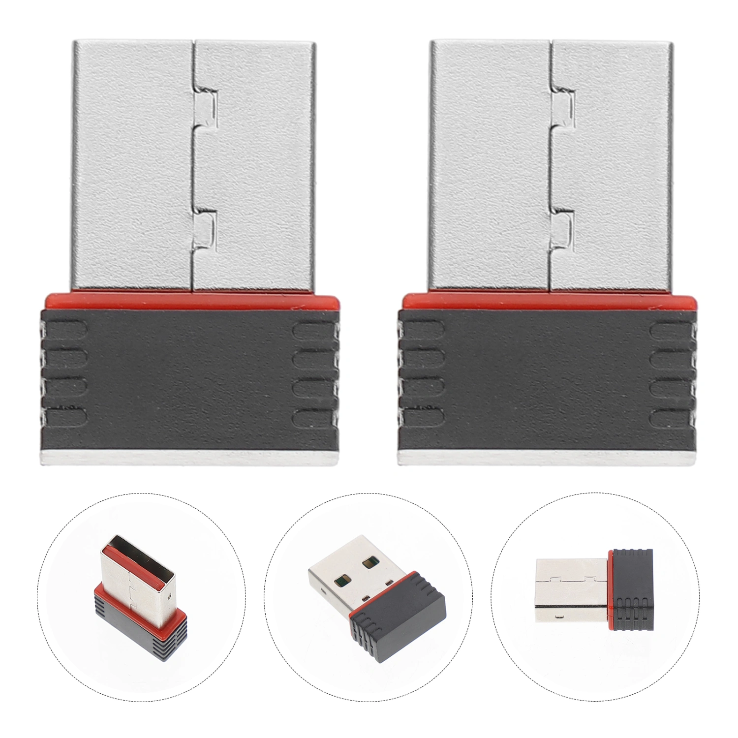 2PCS Mini WiFi Adapter 150M USB WiFi Network Wireless Network Adapter Portable USB Wifi Receivers for Home Studio (Black)