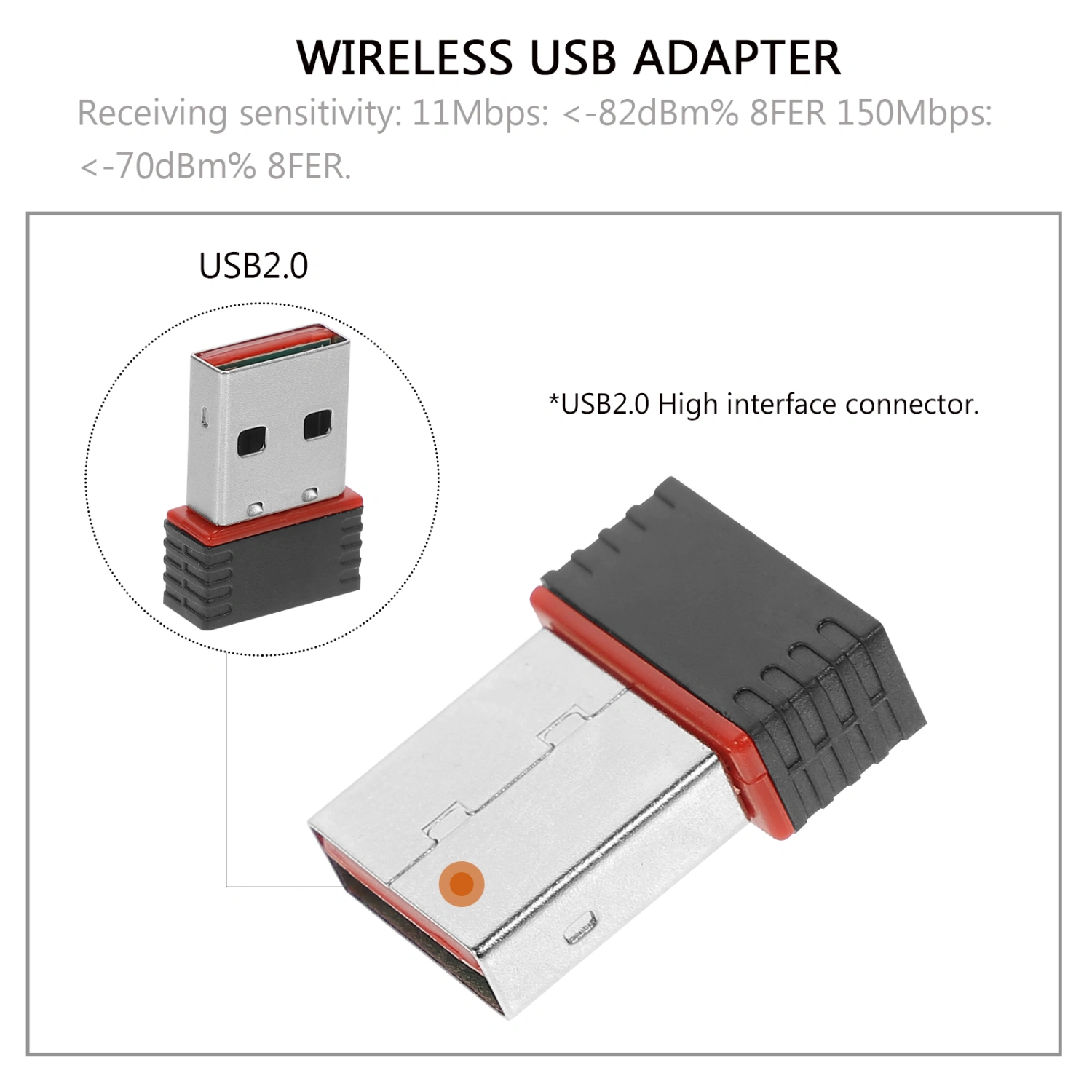 2PCS Mini WiFi Adapter 150M USB WiFi Network Wireless Network Adapter Portable USB Wifi Receivers for Home Studio (Black)