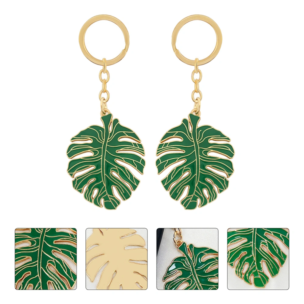 3Pcs Tropical Palm Leaf Keychain Plant Shaped Key Ring Unique Key Pendants