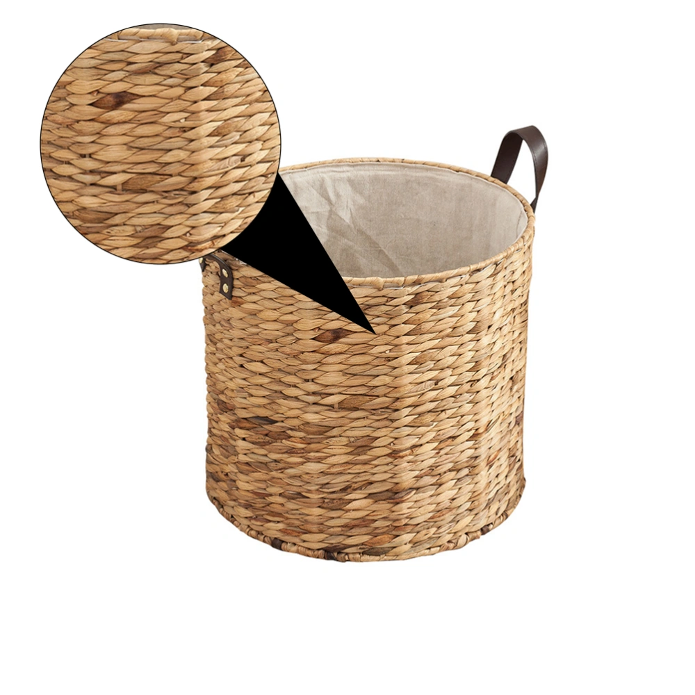 1Pc Hand-woven Basket Dirty Laundry Storage Basket Straw Basket for Home