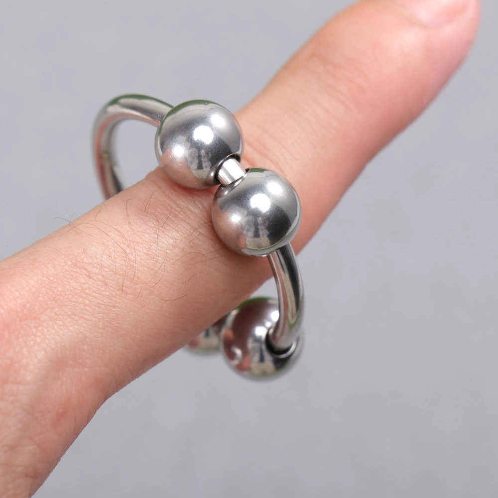 50mm Inner Diameter Adults Fours Beads Decor Stainless Steel Penis Rings Fixing Size Locking Sperms Rings Prolonging Climax Sex Toys for Men Males (Silver)