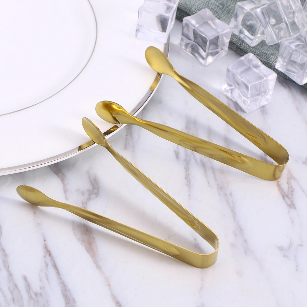 6pcs Ice Tongs Stainless Steel Practical Food Cookie Clamp for Home Store Bar (Golden)