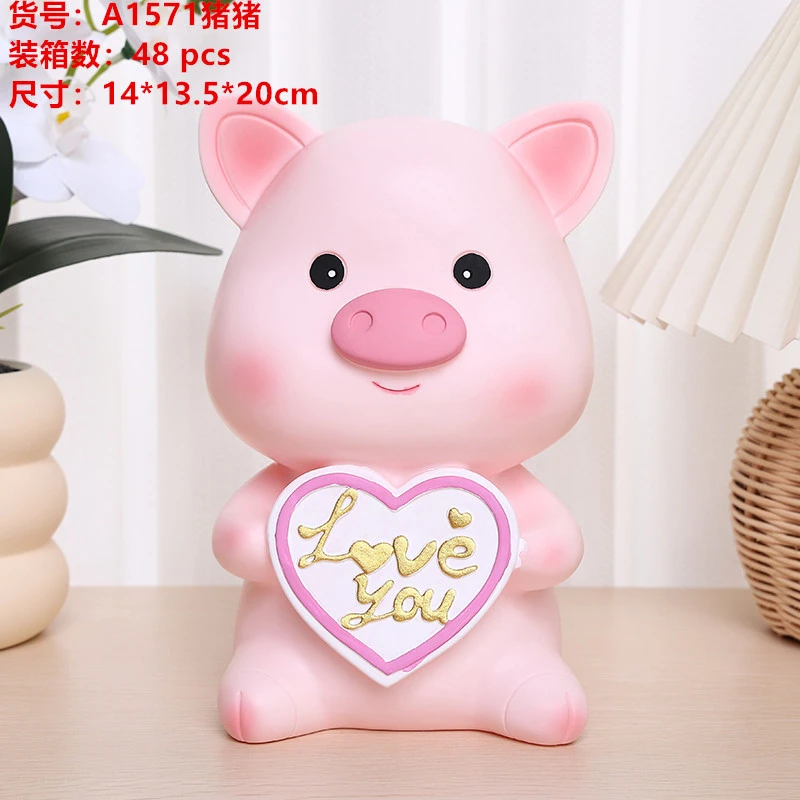 Cartoon Piggy Bank Cute Coin Bank Pig Shaped Money Jar Desktop Saving Pot