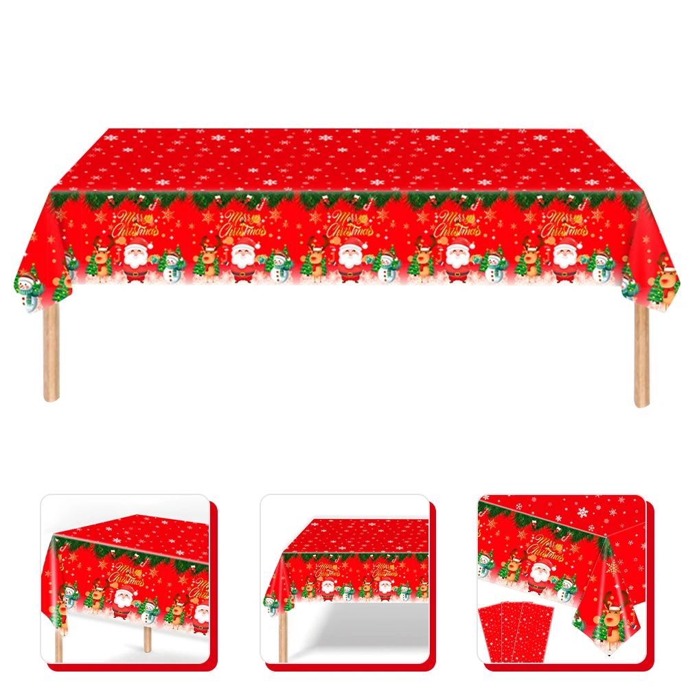 Christmas Plastic Tablecloth Disposable Tablecloths Xmas Dinning Room Centerpiece