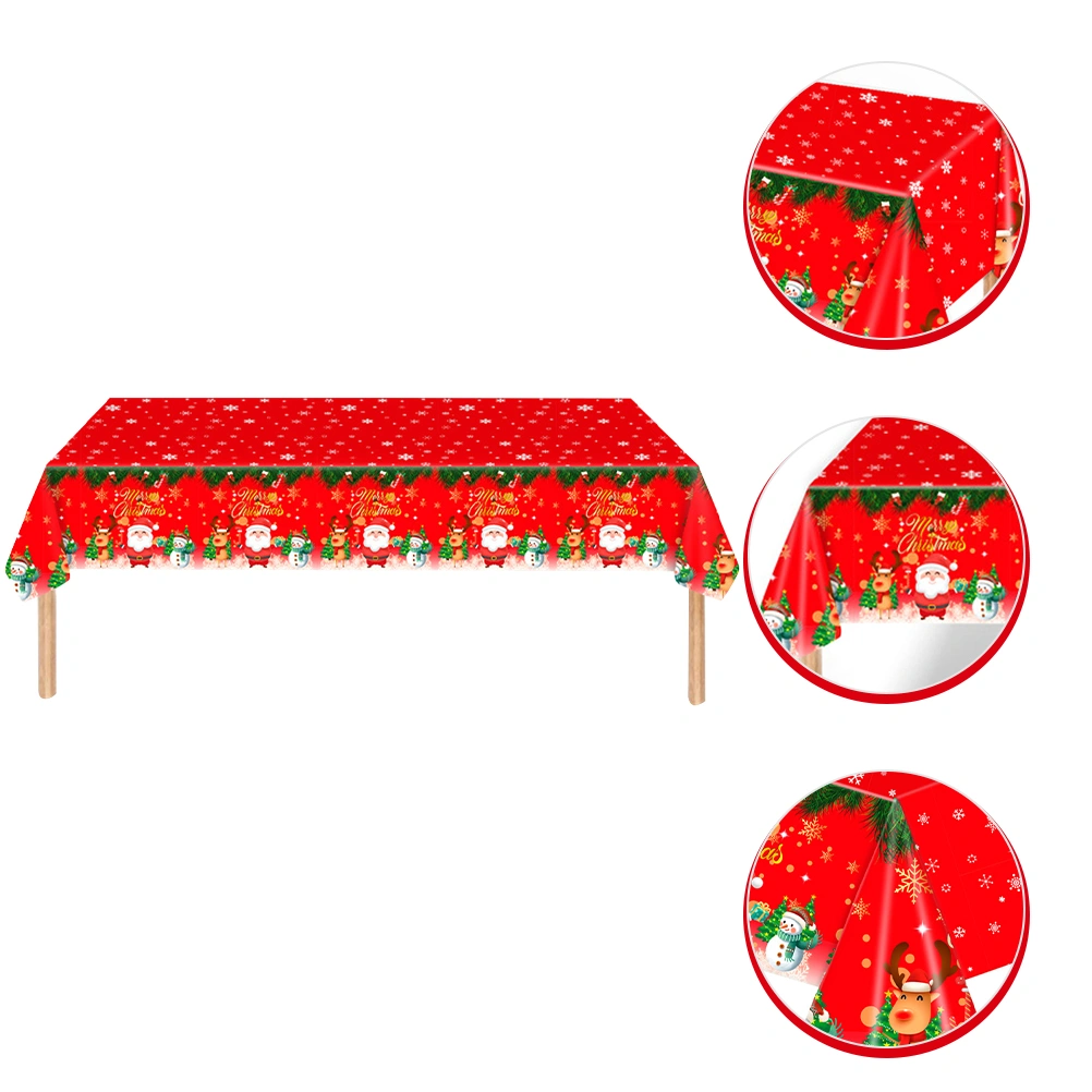 Christmas Plastic Tablecloth Disposable Tablecloths Xmas Dinning Room Centerpiece
