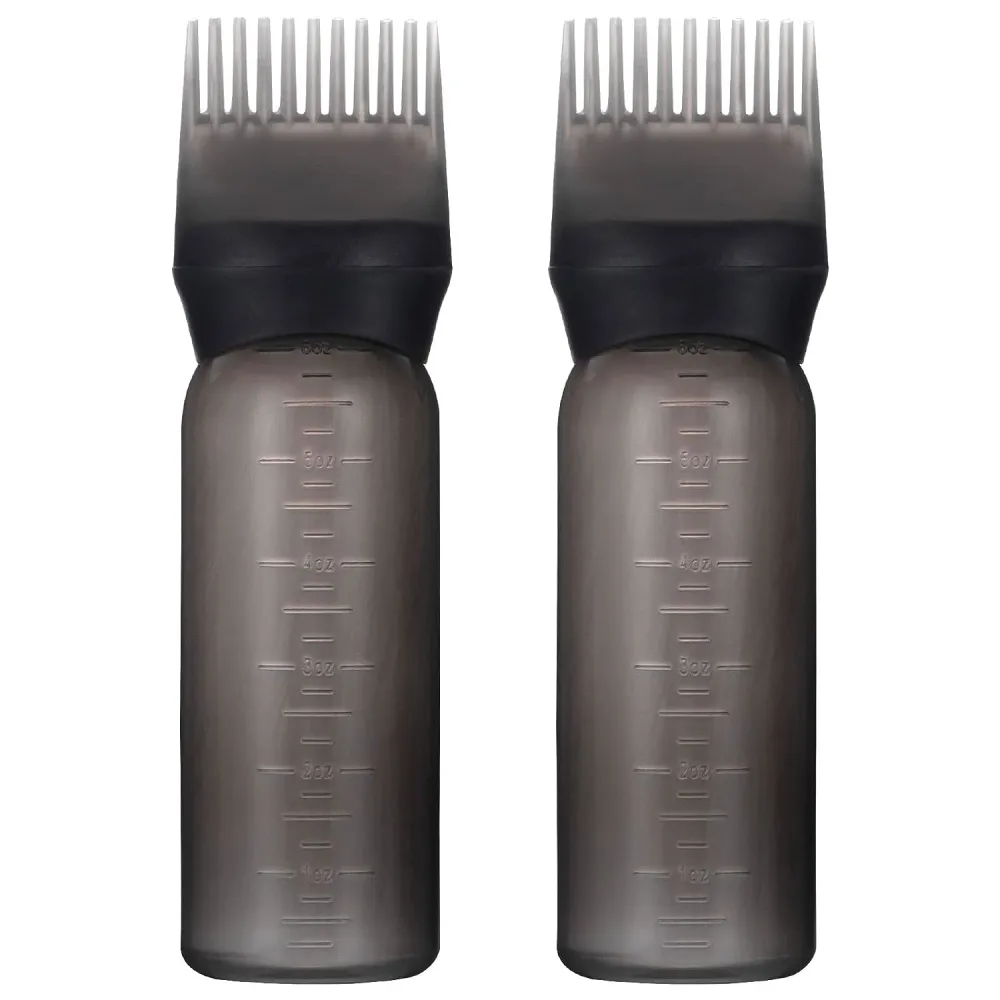 2pcs Root Comb Applicator Bottles Hair Dying Brush Squeeze Bottles Salon Supplies