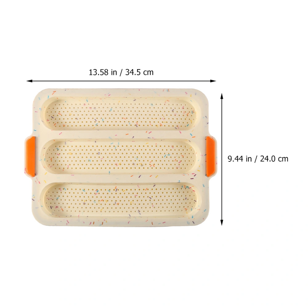 1PC 3 Grid French Bread Baking Mold Open Hole French Bread Silicone Mold