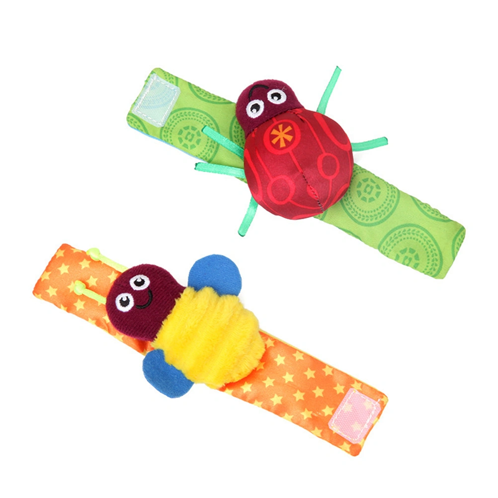 2pcs Baby Wrist Rattle Infant Beetle Bee Bell Wrist Strap Newborn Comfort Doll Toddler Toys (2pcs/Set)