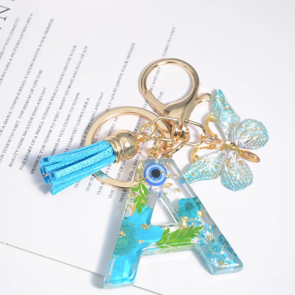 Letter Key Chain Butterfly Key Ring Bag Key Pendant Key Hanging Ornament for Purse Backpack