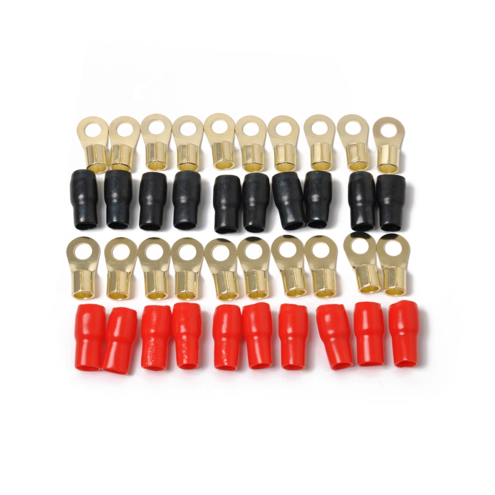 10 Pairs Copper Gold Plated 4 Gauge Heat Shrink Wire Connectors Insulated Electrical Wire Terminal Connectors Quick Splice Crimp Terminals - 4GA (Red and Black)