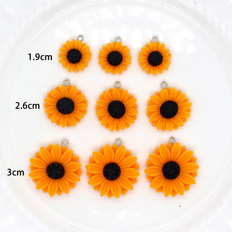 30Pcs Flower Charms Resin Pendants Mini Sunflower Beads Sunflower Charms For Jewlery Making