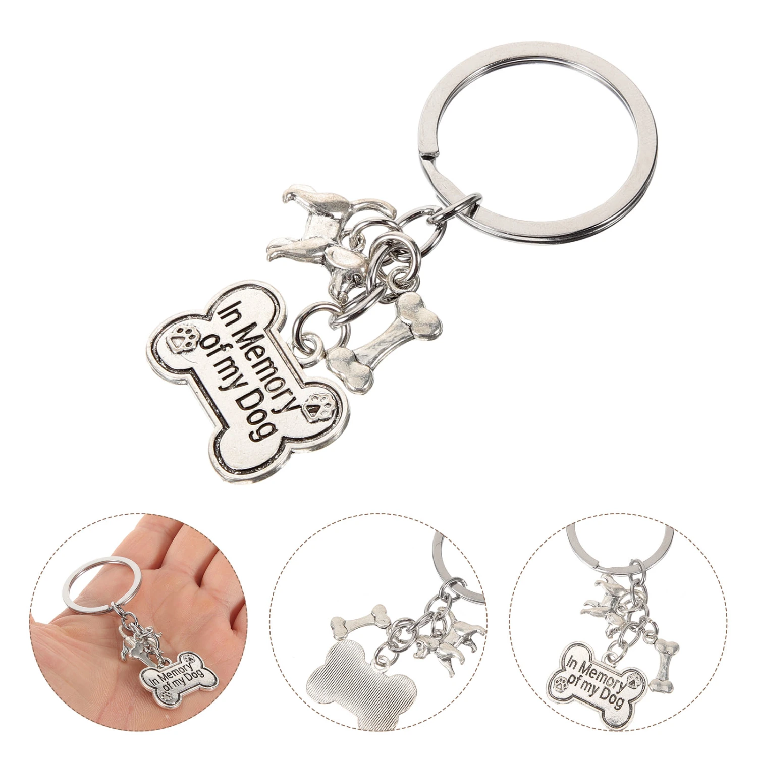 Dog Memorial Keychain Decorative Pet Memorial Keychain Hanging Dog Key Ring Metal Keychain Decor