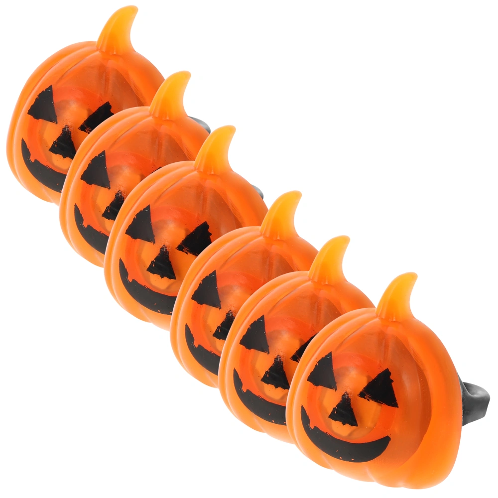 6pcs Halloween Glow Ring Pumpkin Luminous Rings Flashing Finger Ring Toy