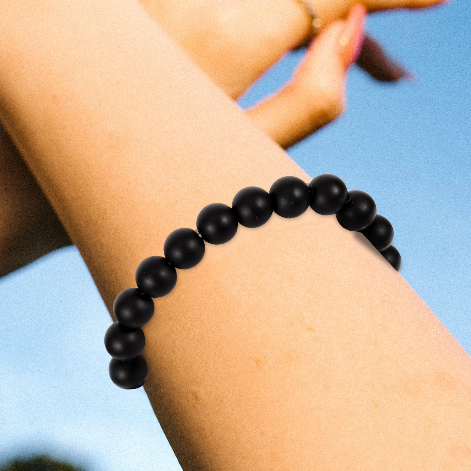 2pcs Stone Beads Bracelets Wrist Bracelet Beaded Bracelet with Heart Charm Fashionable Bracelet
