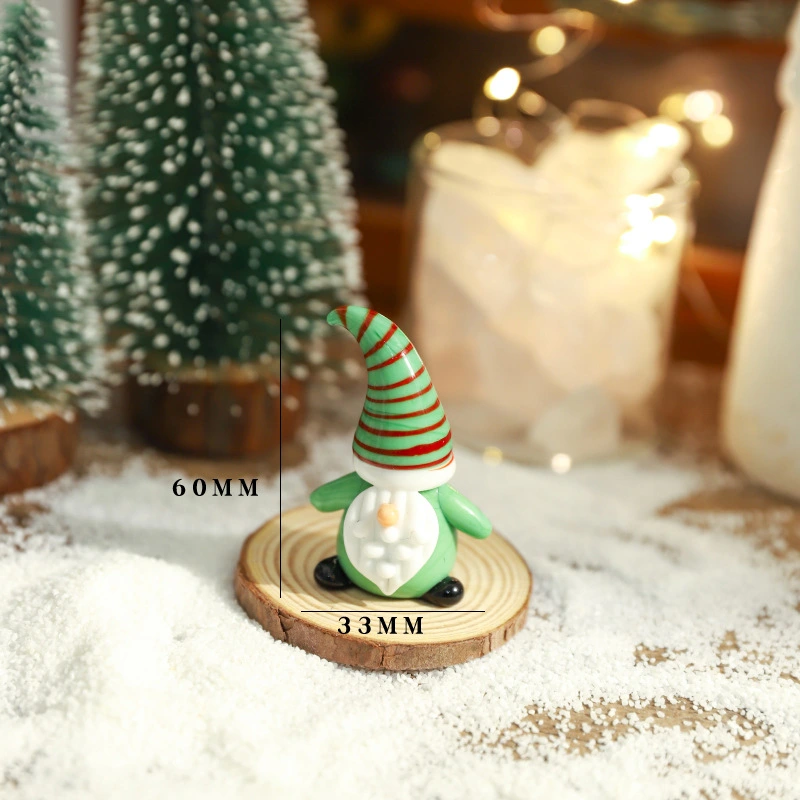 Christmas Gnome Decoration Miniature Christmas Ornament Glass Craft Gnome Ornament