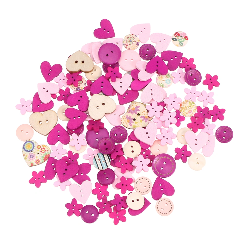 100pcs Colorful Heart Shape Flower Buttons Mixed Size Snap Buttons Fastener Buttons DIY Buttons DIY Materials Crafts(Pink and Purple)