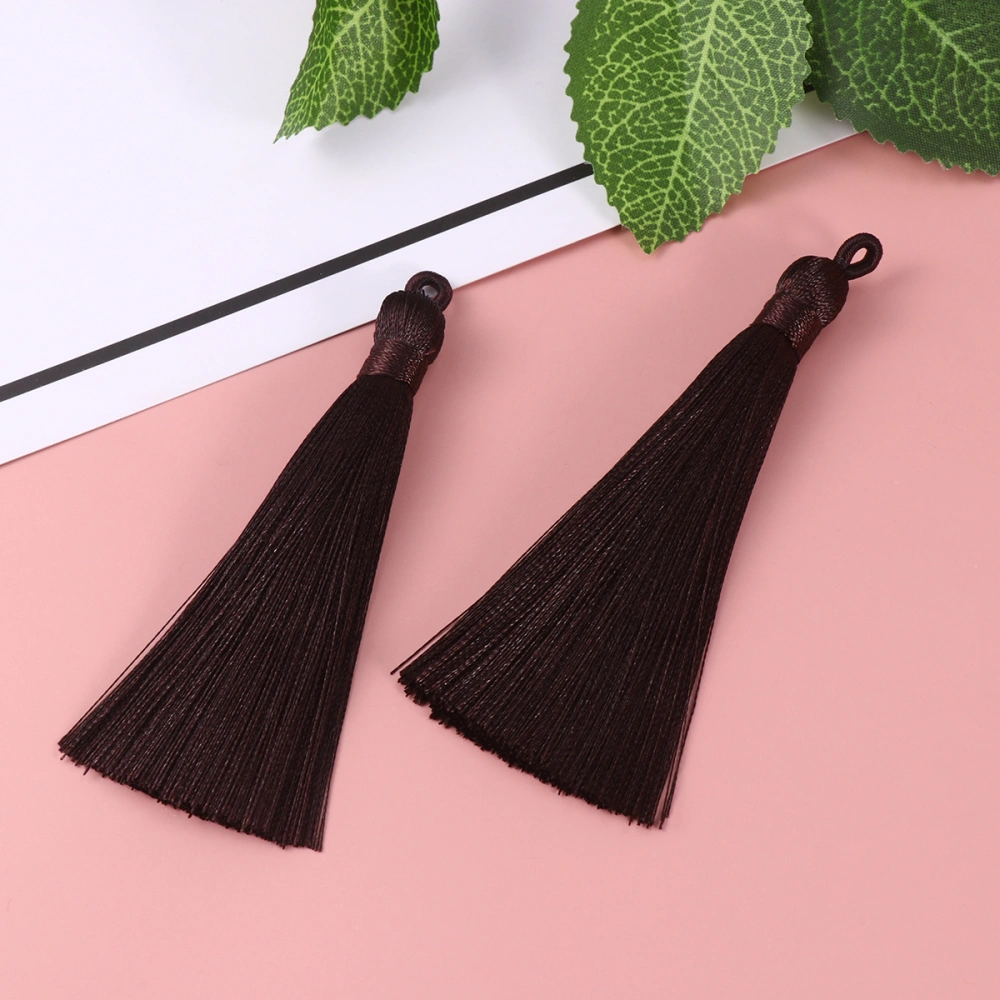 20 Pcs Tassel Accessories Straight Long Hanging Tassel Pendant Earrings Eardrop Supplies for DIY Keychain Jewelry Earrings (Deep Coffee)