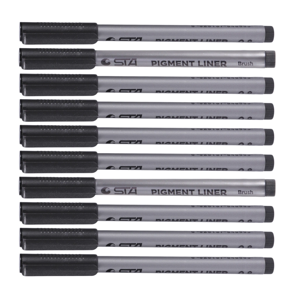 9pcs Water Based Brush Markers Different Size Pigment Liner Triangular Fineliner Pens for Art Supplies Stationery