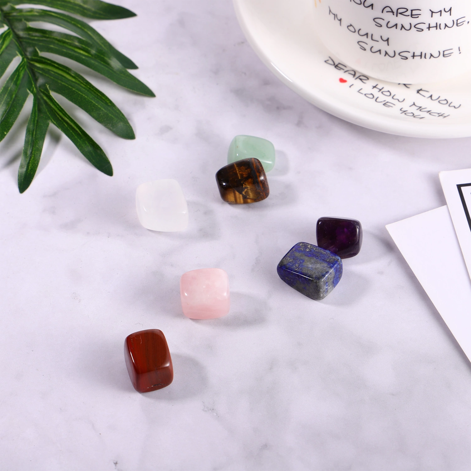 SUPVOX 10-15mm Chakra Stones Healing Crystals Set Crystal Therapy Meditation Stones Thumb Palm Worry Stones