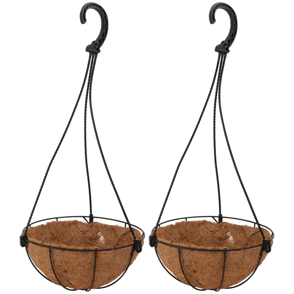 2 Sets Household Hanging Flowerpots Hanging Planter Flower Plant Pots (Brown)