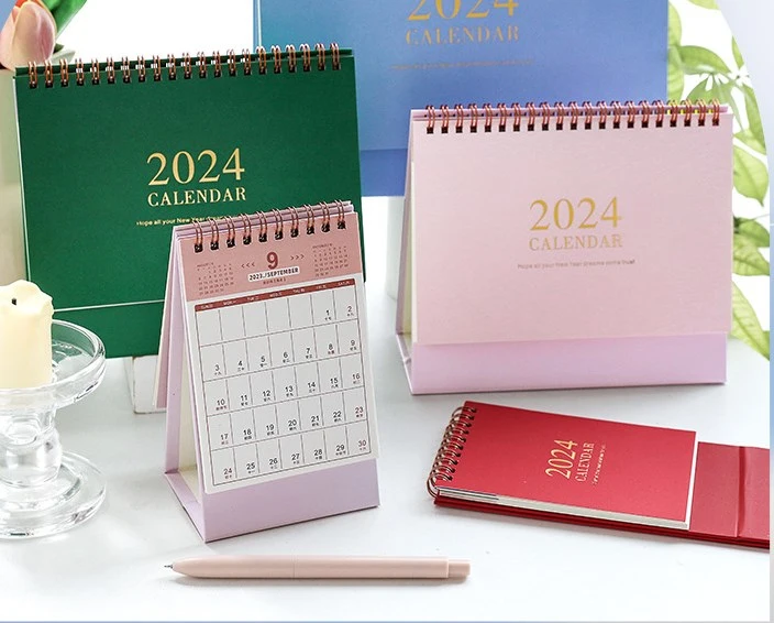 Office Desk Calendar Paper Made 2024 Calendar Freestanding Simple Calendar Office Supply