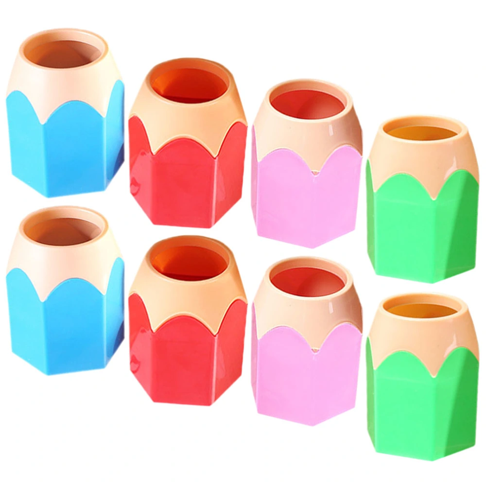 8Pcs Desktop Pen Holders Cartoon Pen Organizers Pencil Shaped Storage Cups Colored Pen Buckets