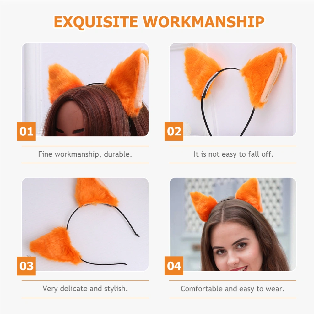 2pcs Plush Cat Ears Headbands Furry Animal Ears Hair Hoops Costume Accessories