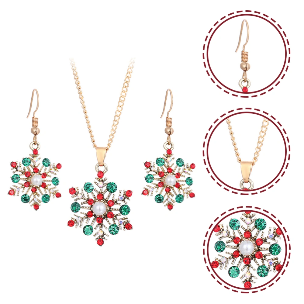 1 Set Christmas Snowflake Earring Christmas Snowflake Necklace Jewelry Gift