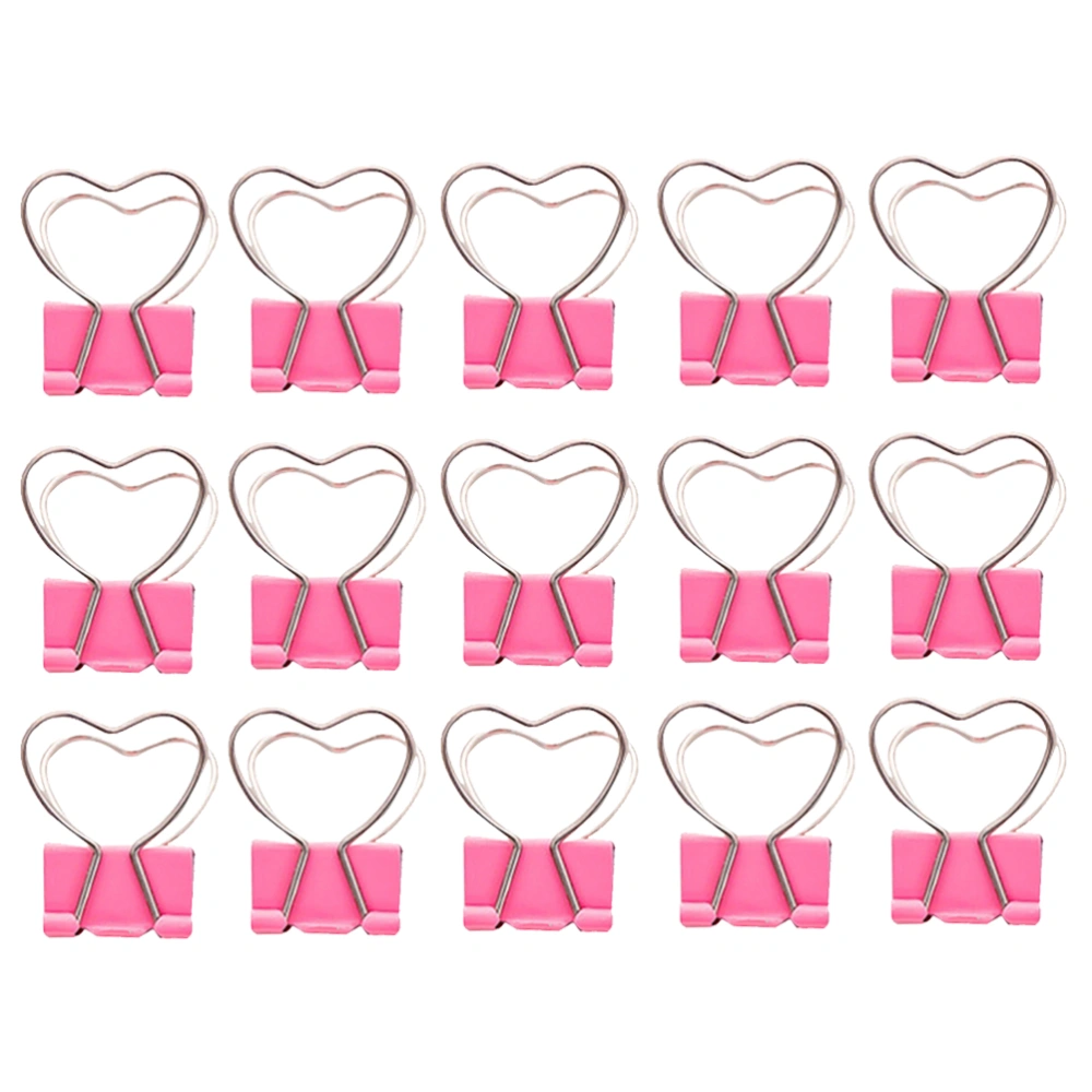 15Pcs Mini Small Paper Clip Pink Love Long Tail Heart Hollow Out Clip Folder Notes Letter Ticket Clip