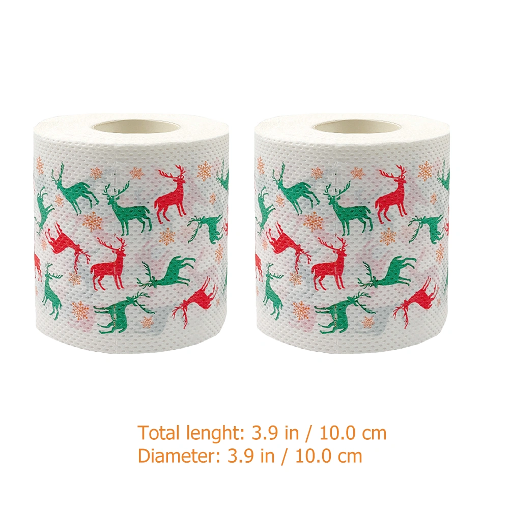 2 Rolls Toilet Paper Christmas Theme Lunch Napkin Paper Toilet Tissue Paper