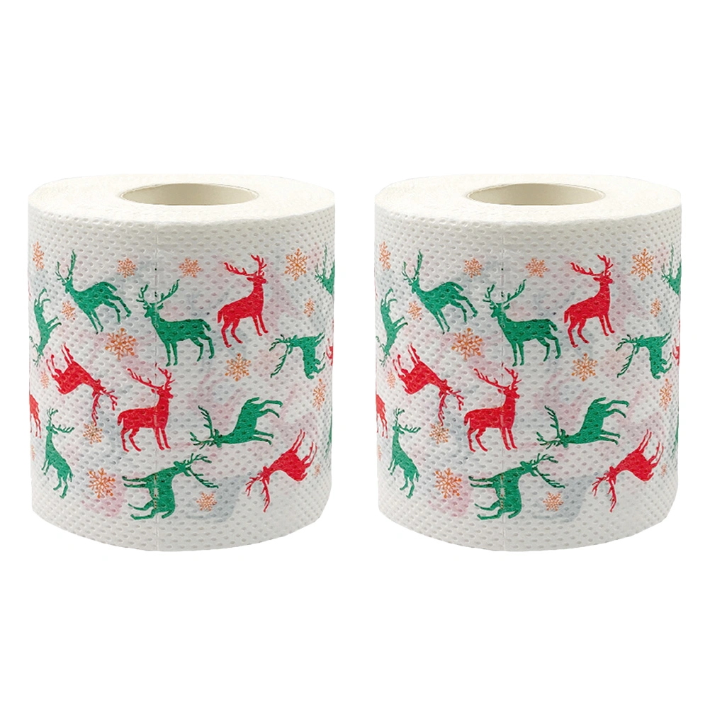 2 Rolls Toilet Paper Christmas Theme Lunch Napkin Paper Toilet Tissue Paper