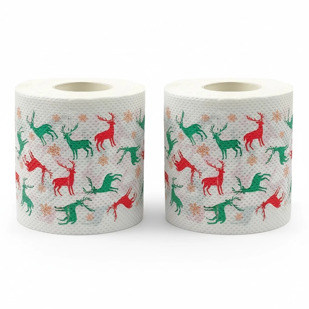 2 Rolls Toilet Paper Christmas Theme Lunch Napkin Paper Toilet Tissue Paper