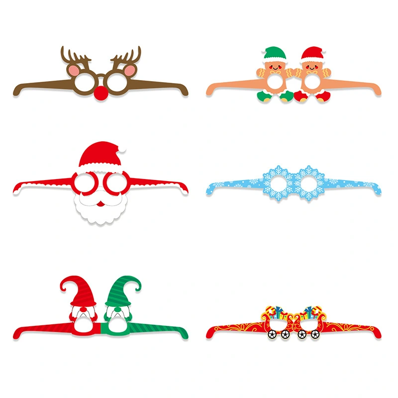 6pcs Costume Paper Eyeglasses Christmas Parties Holiday Glasses Christmas Paper Glasses