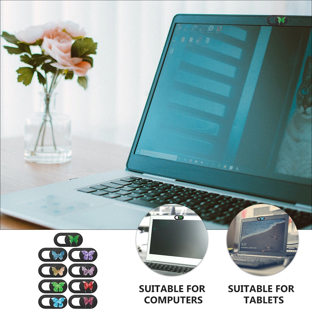 9pcs Camera Cover Slide Pattern Privacy Protection Webcam Cover Slide