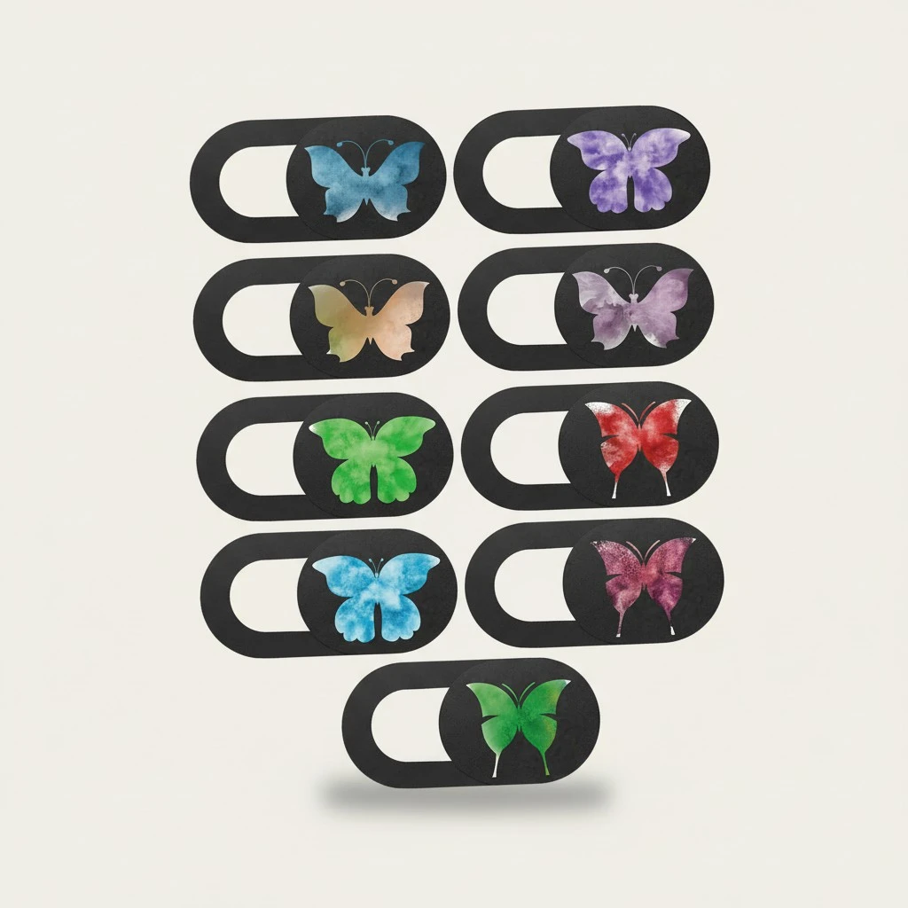 9pcs Camera Cover Slide Pattern Privacy Protection Webcam Cover Slide