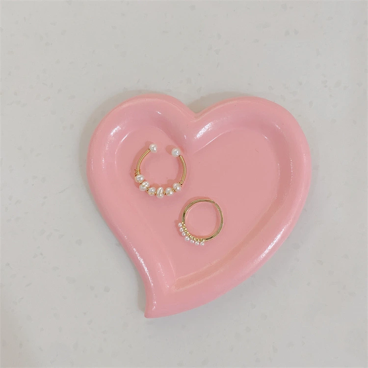 Small Key Tray Heart Shaped Trinket Tray Jewelry Dish Photo Backdrop Tray Trinket Plate