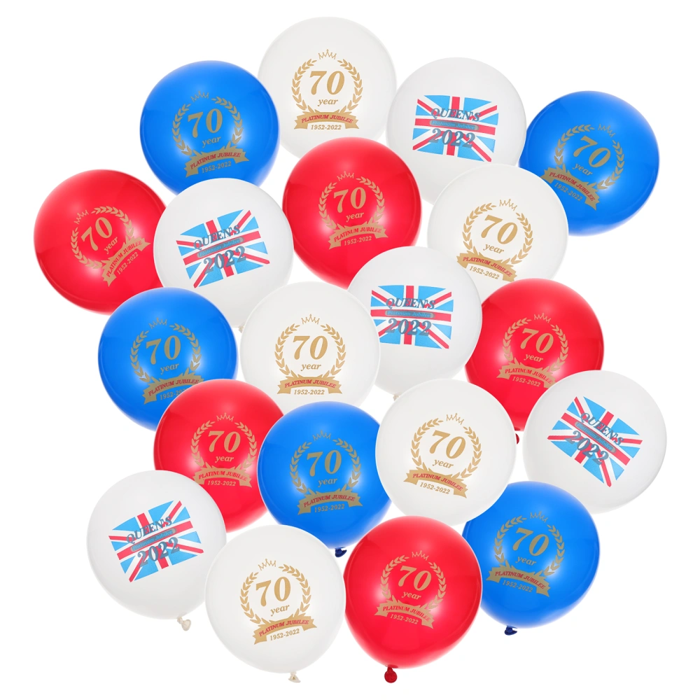 20Pcs Union Flag Balloons Queen's Jubilee Balloons 70th Anniversary Balloons Decorative Party Balloons