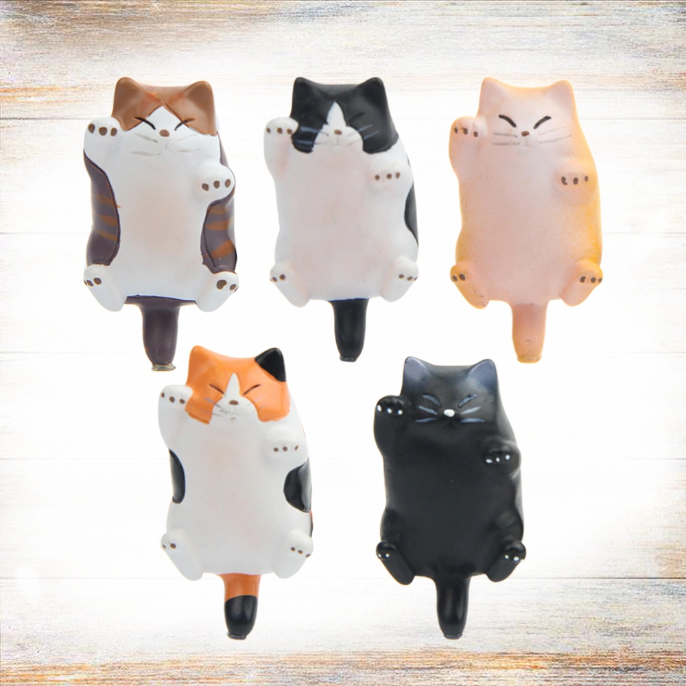 5pcs Magnets Sticker Cartoon Animal Fat Cat Resin Fridge Magnets for Fridge Sticker Phone Case Decor (Five Style)