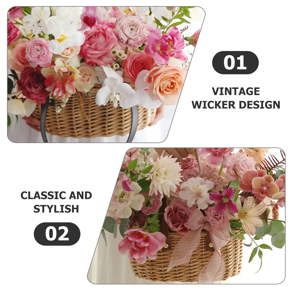 Flower Girl Basket Woven Basket Flower Arrangement Basket Wicker Basket with Handle