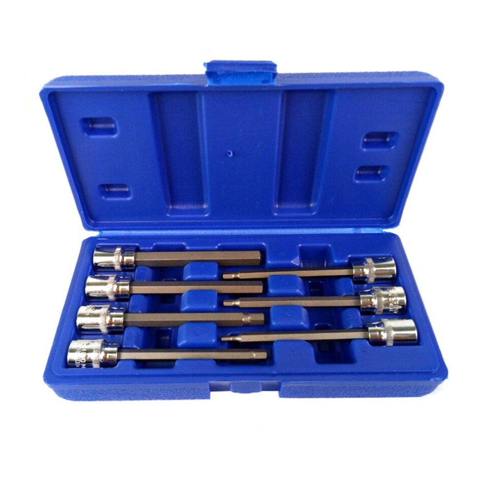 7 Pcs Extra Long Metric Hex Bit Socket Set Vanadium Steel Sockets Hex Allen Bit Sockets