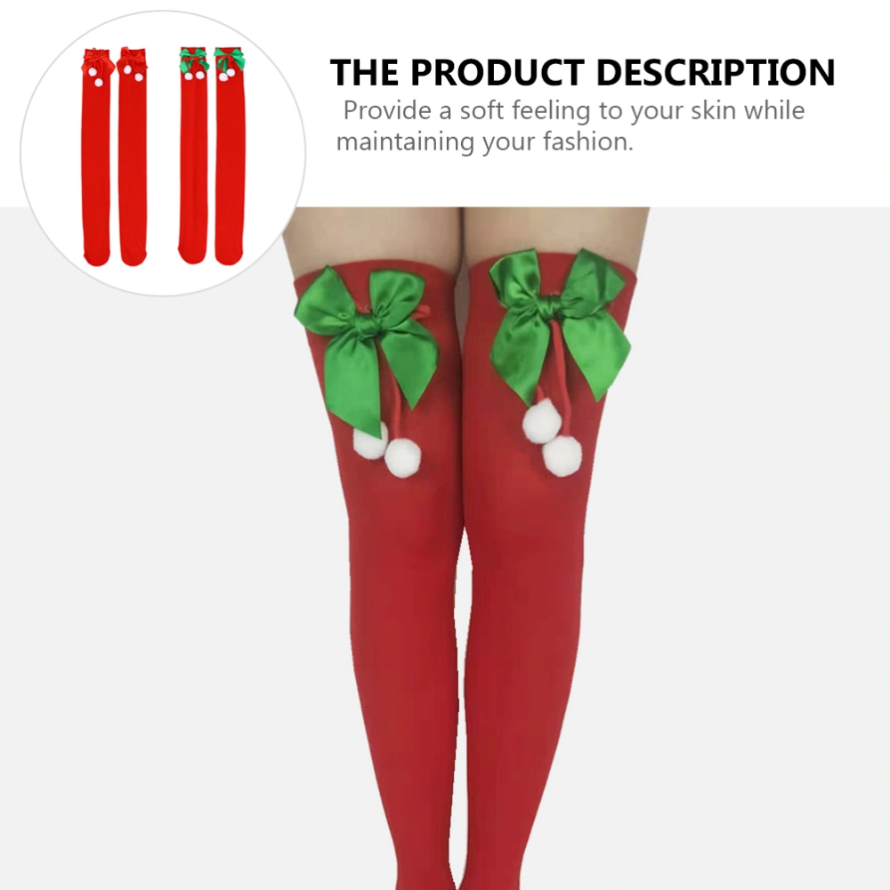 2 Pairs Christmas Knee Stockings Over Knee Socks Party Stockings High Socks