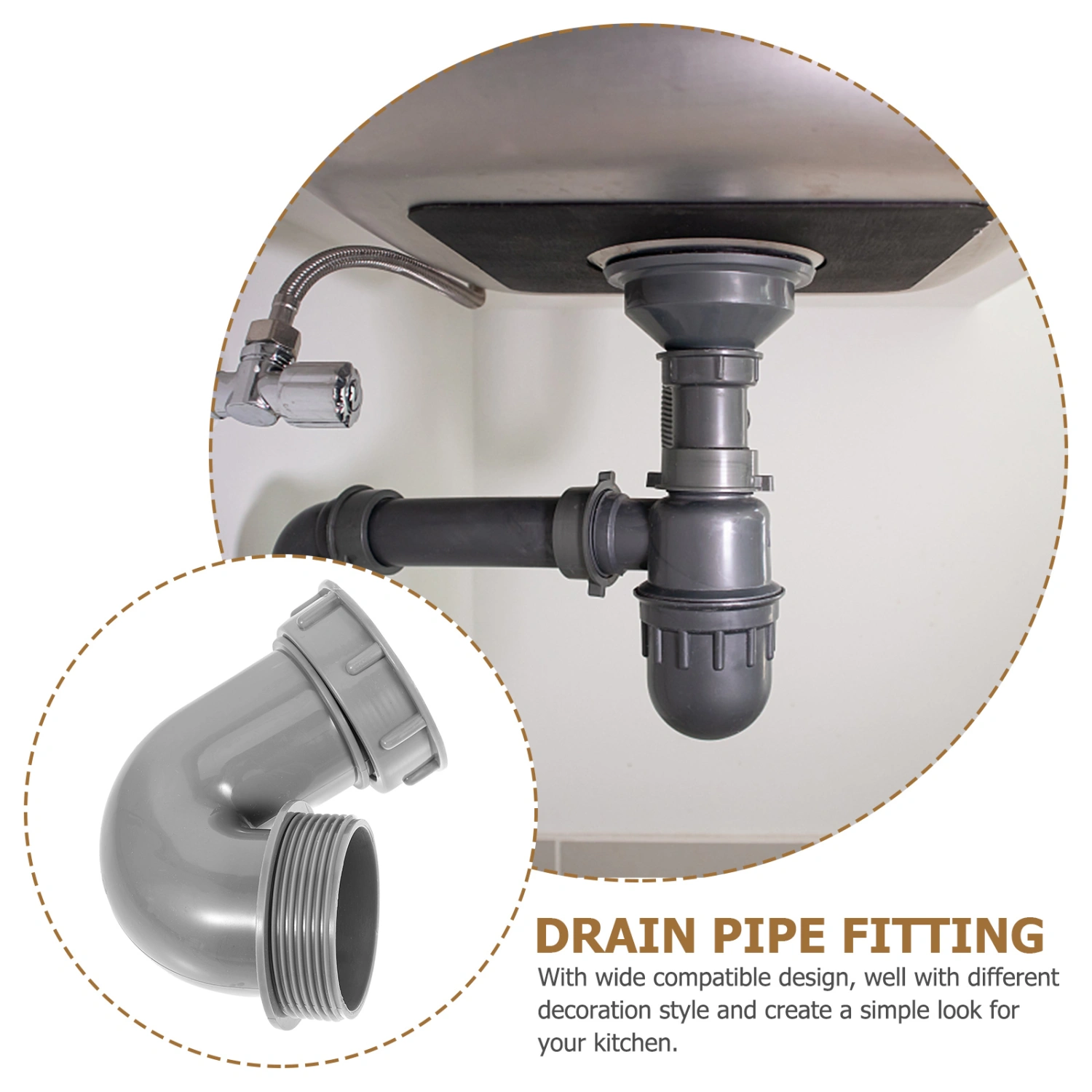 Drain Pipe Adapter Kitchen Sink Drain Pipe Connector V-shaped Sink Pipe Joint
