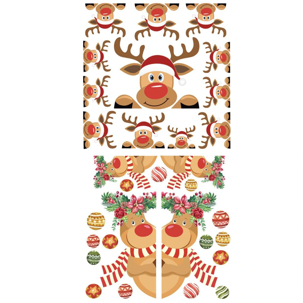 2 Sheets Christmas PVC Shopwindow Self-adhesive Stickers (Assorted Color)