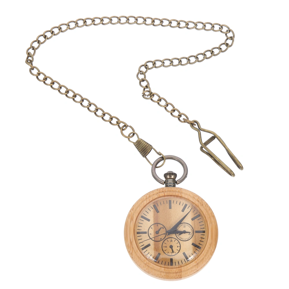 Wooden Pocket Watch Retro Style Hanging Watch Decorative Pocket Watch with Chain