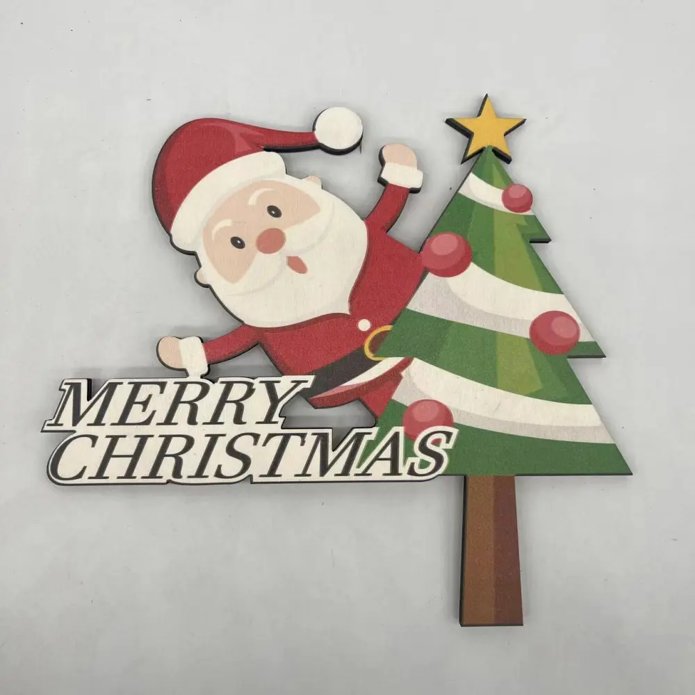 Christmas Door Frame Decor Wooden Xmas Decorative Door Corner Ornament Party Favor