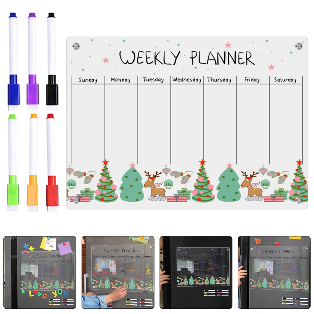 1 Set Fridge Planner Board Reusable Acrylic Board Dry Erase Board Magnetic Write Board