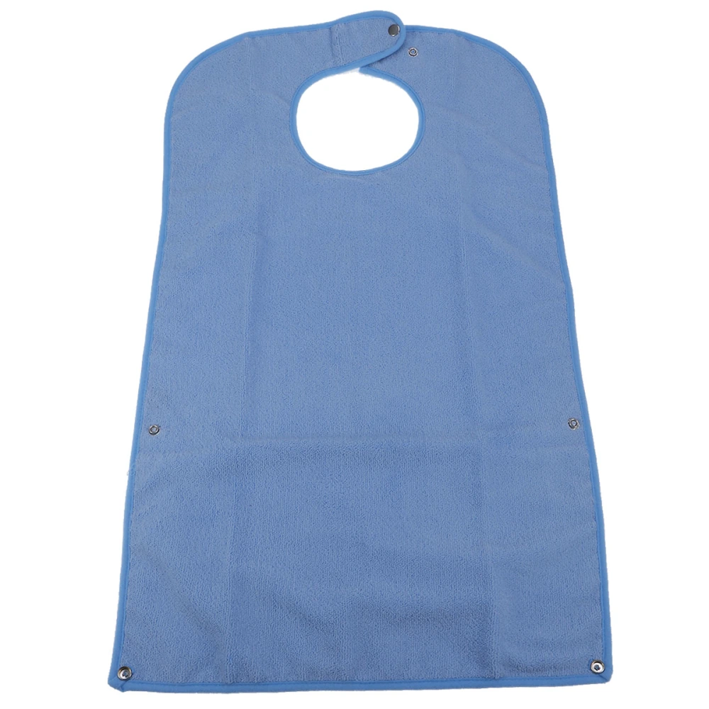 Adult Elderly People Meal Bibs Waterproof Washable Mealtime Protector Disability Aid Apron Terry Cloth with Button (Sky Blue)