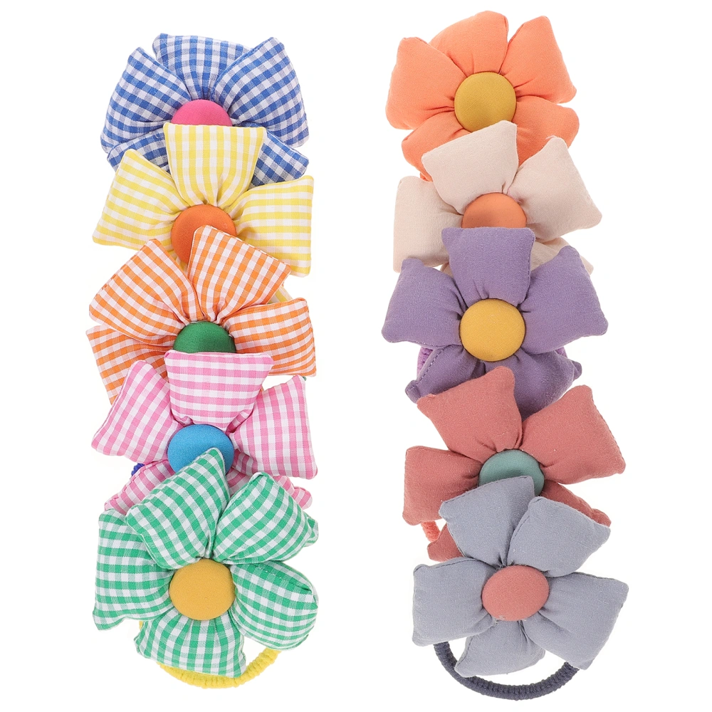 10Pcs Hair Ties Flower Hair Rings Colorful Hair Ropes Hair Bands Ponytail Holder Ring Loop