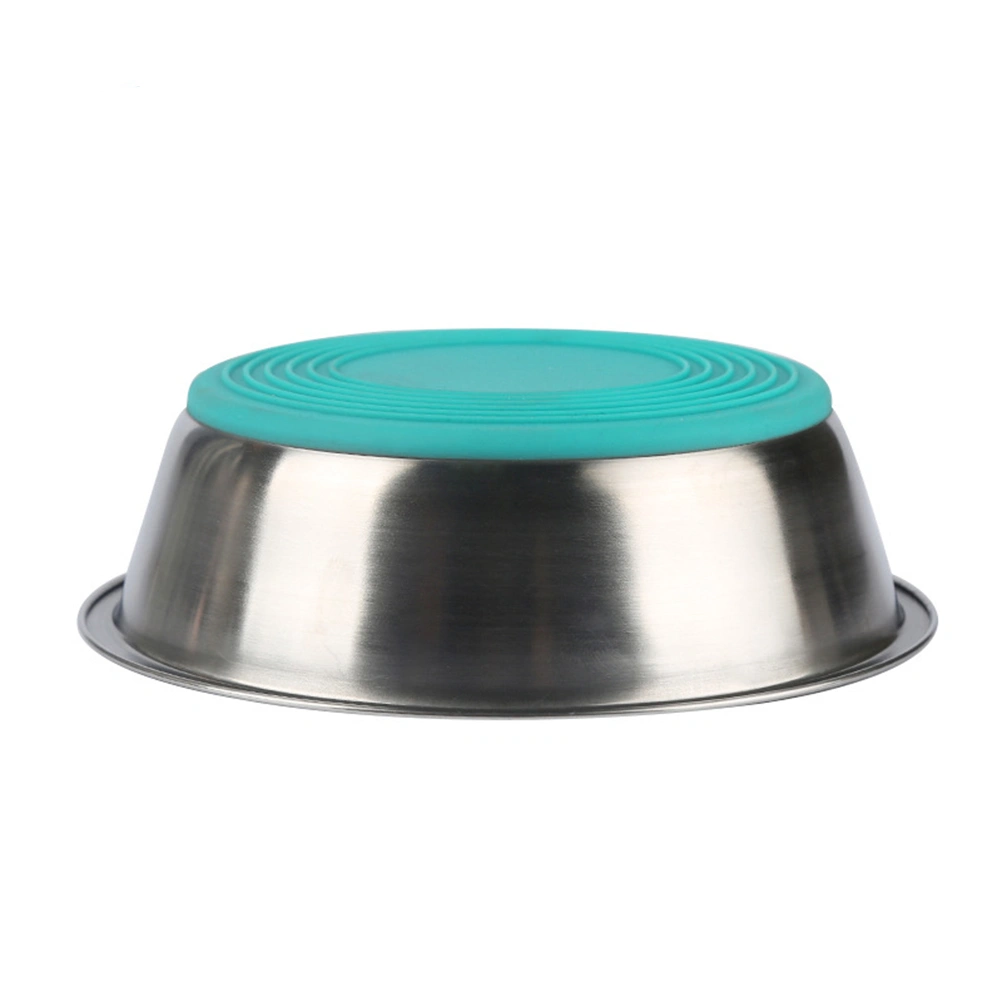 1Pcs 14cm Anti-slid Pet Bowl Stainless Steel Pet Feeder Dog Cat Safe Water Drinking for Home Shop Pet Supplies Size 1(Blue)