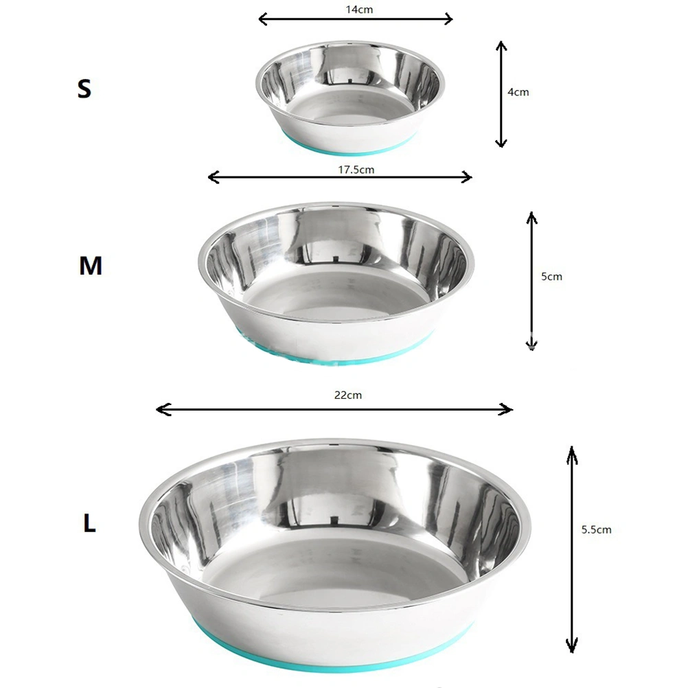 1Pcs 14cm Anti-slid Pet Bowl Stainless Steel Pet Feeder Dog Cat Safe Water Drinking for Home Shop Pet Supplies Size 1(Blue)